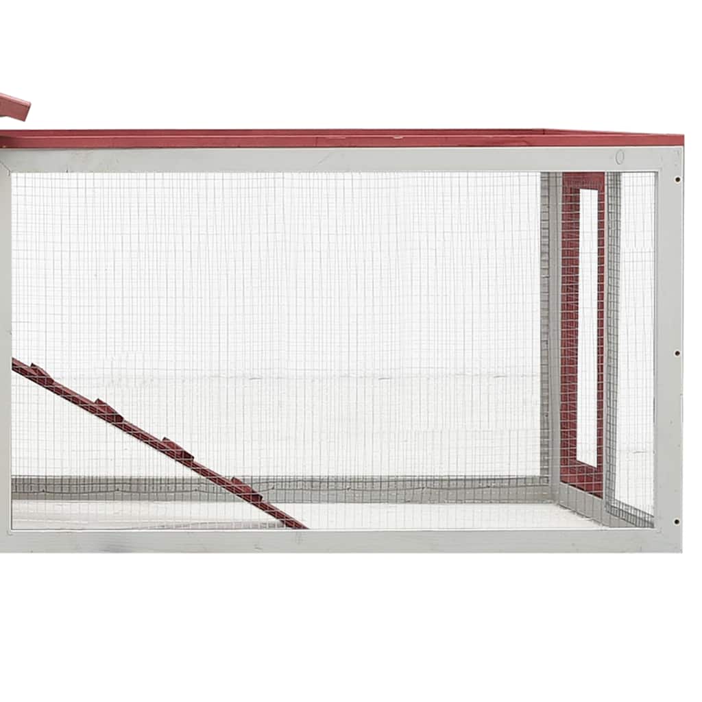 kaninbur 310x70x87 cm massivt fyrretræ og grantræ rød