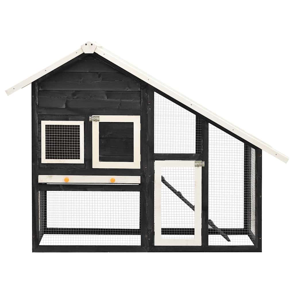 kaninbur 140x63x120 cm massivt fyrretræ grå og hvid