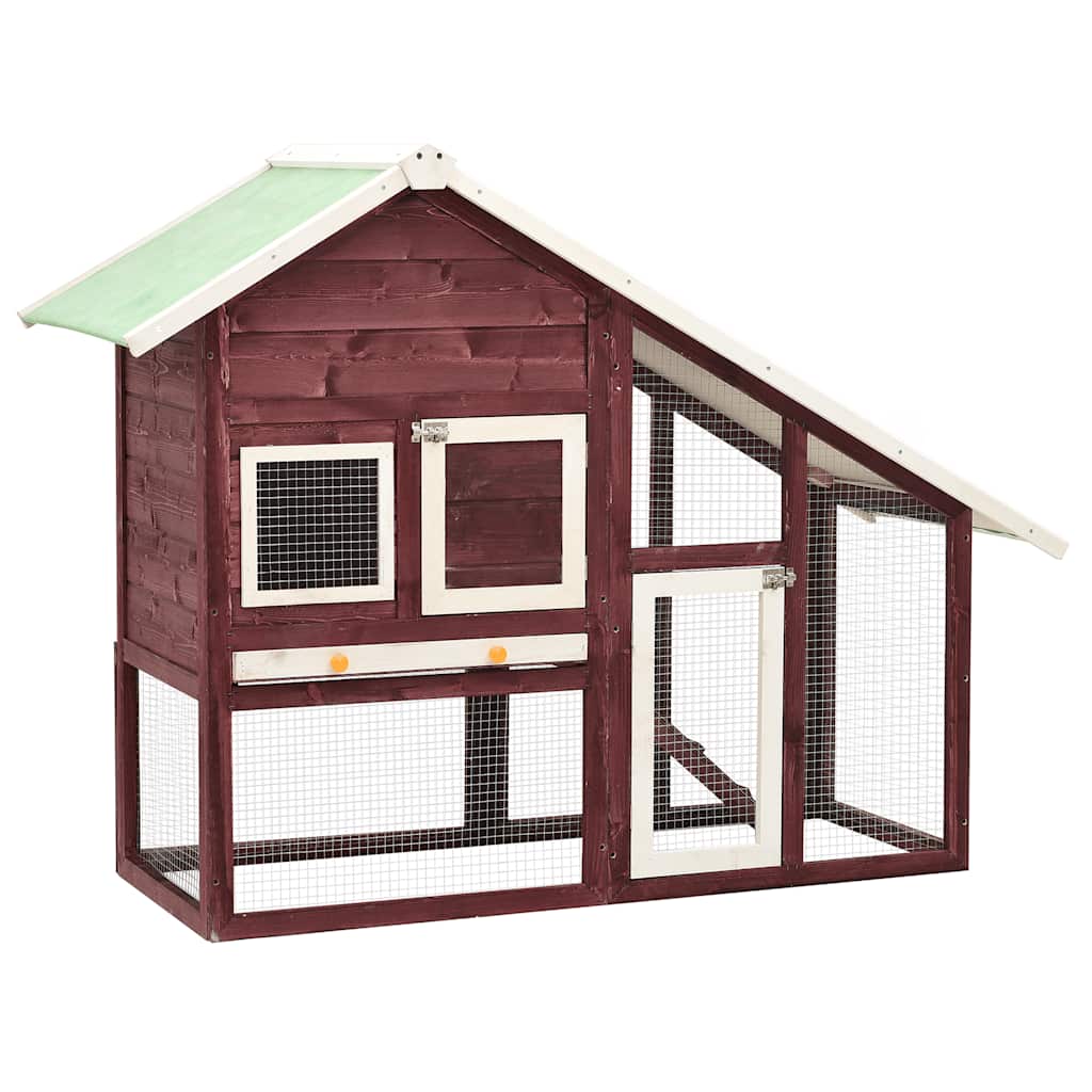kaninbur 140x63x120 cm massivt fyrretræ mokka og hvid
