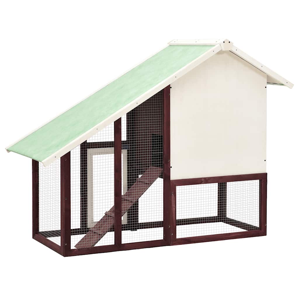 kaninbur 140x63x120 cm massivt fyrretræ mokka og hvid