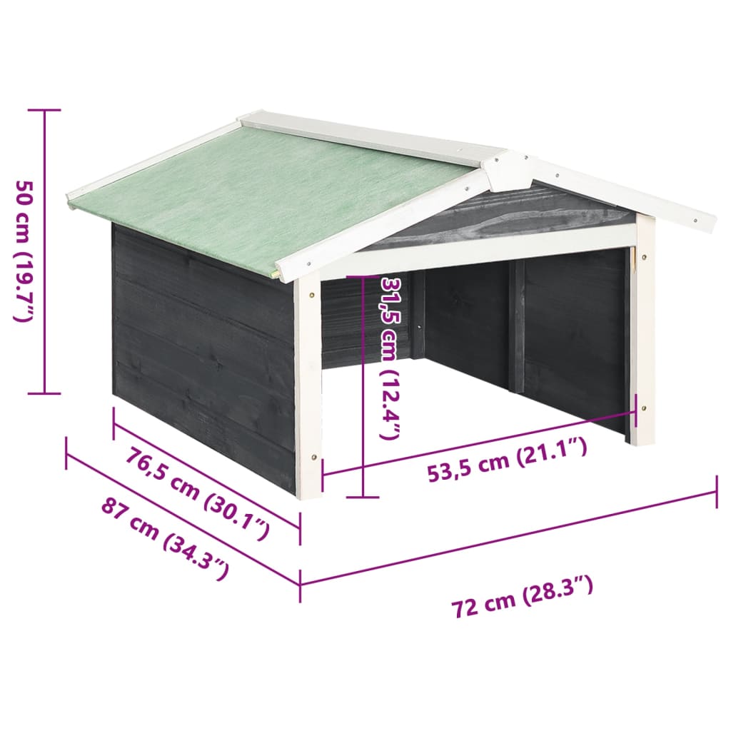 skur til robotplæneklipper 72x87x50 cm fyrretræ grå og hvid