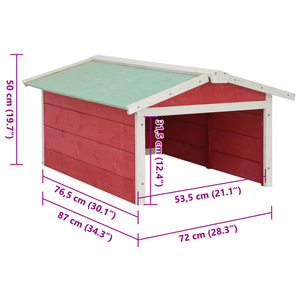 skur til robotplæneklipper 78x74x54 cm fyrretræ rød og hvid