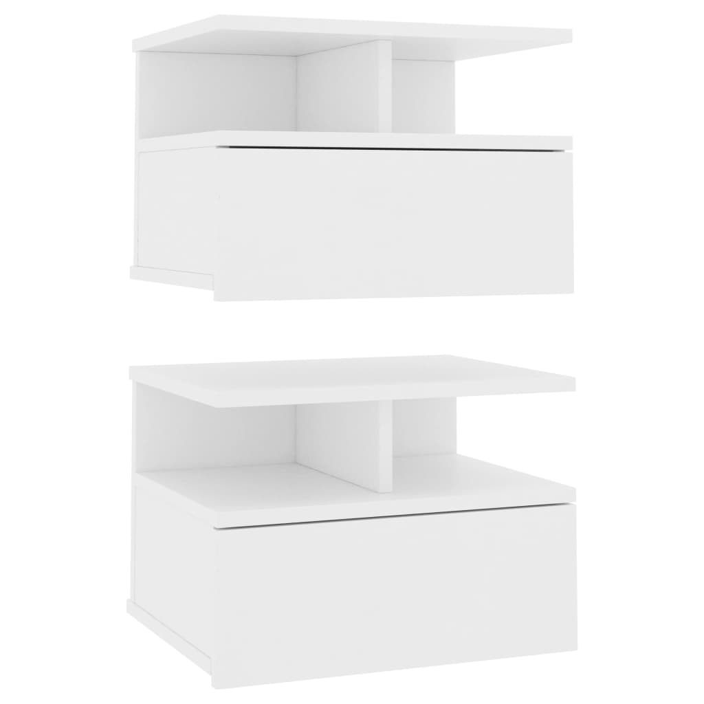 svævende natborde 2 stk. 40 x 31 x 27 cm konstrueret træ hvid