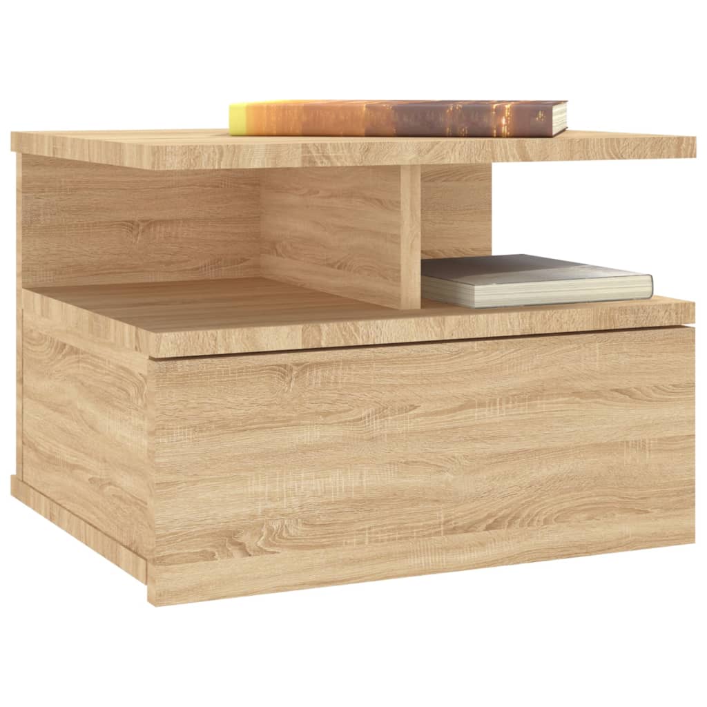 svævende natborde 2 stk. 40 x 31 x 27 cm konstrueret træ sonoma