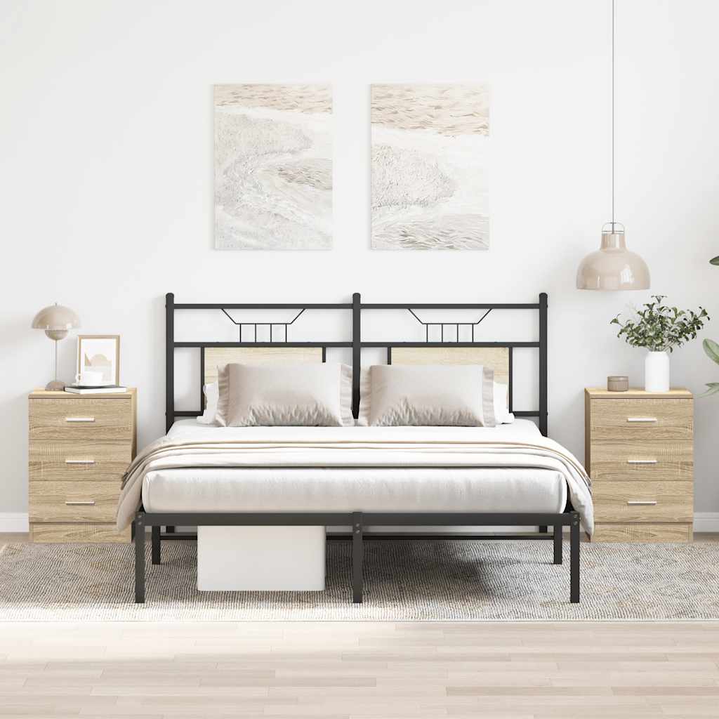 sengeborde 2 stk. 38x35x56 cm konstrueret træ sonoma-eg