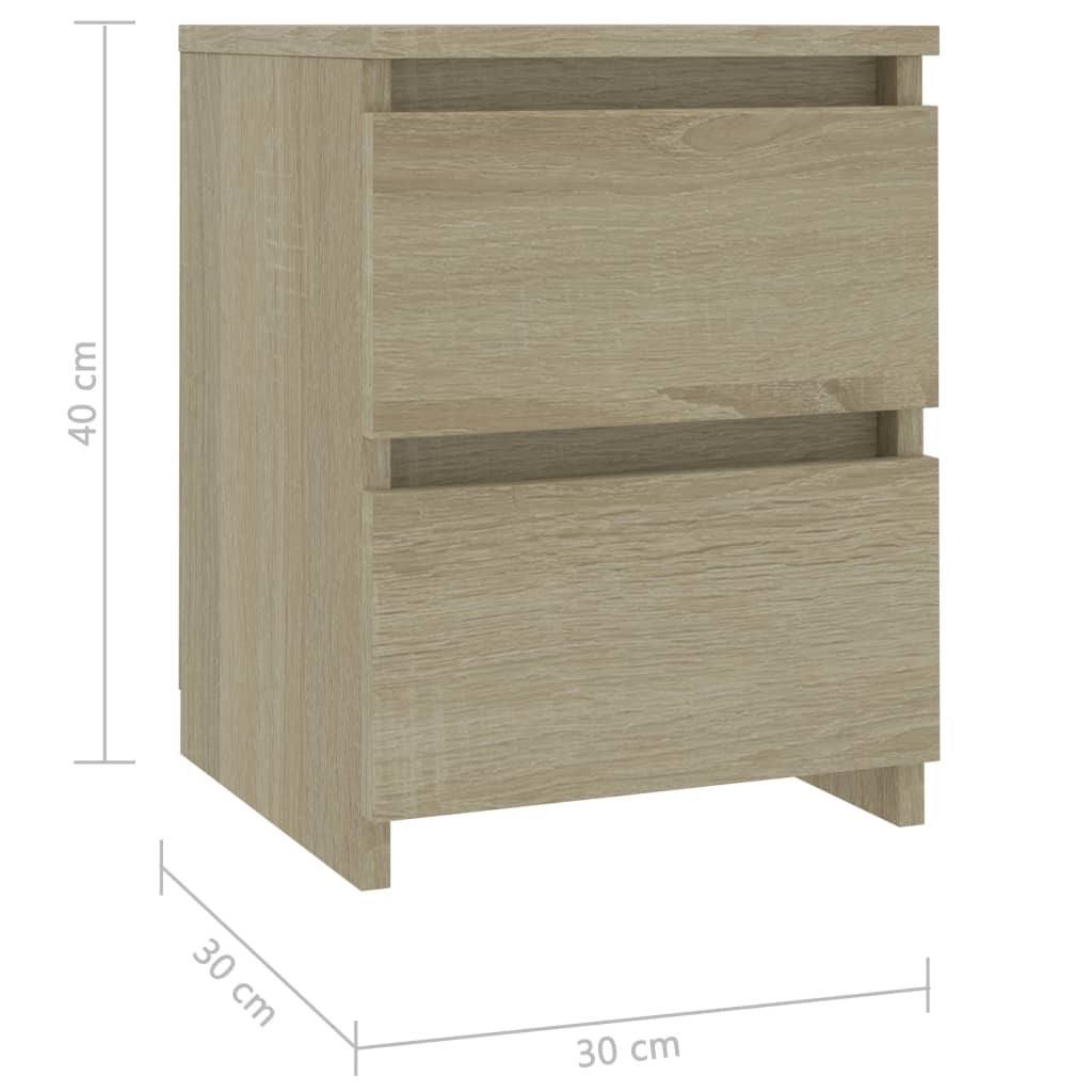 sengebord 30x30x40 cm konstrueret træ sonoma-eg