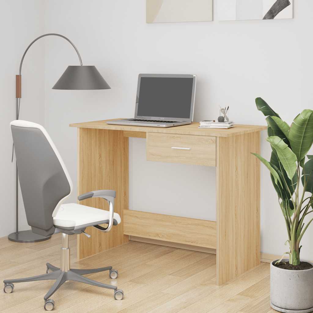 skrivebord 100x50x76 cm konstrueret træ sonoma-eg