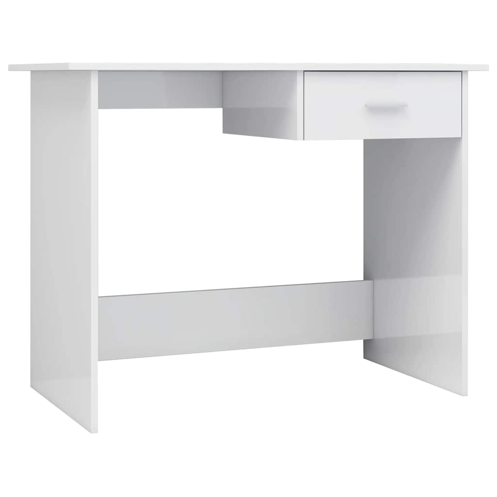 skrivebord 100x50x76 cm konstrueret træ hvid højglans