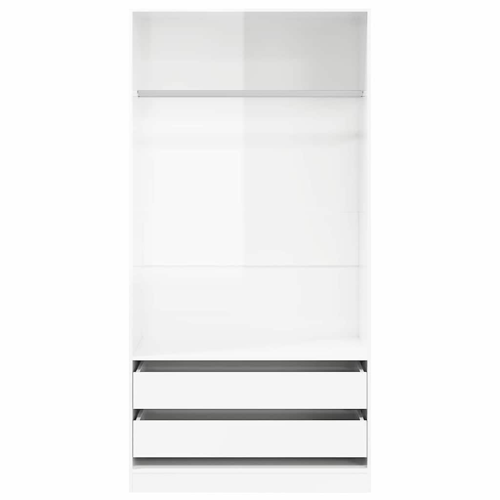 klædeskab 100x50x200 cm konstrueret træ hvid højglans