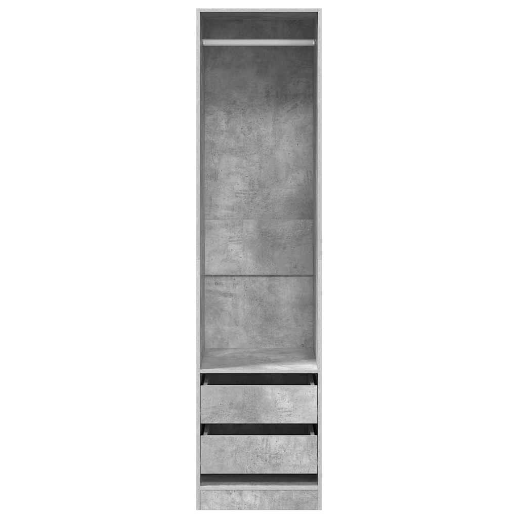 klædeskab med skuffer 50x50x200 cm konstrueret træ betongrå