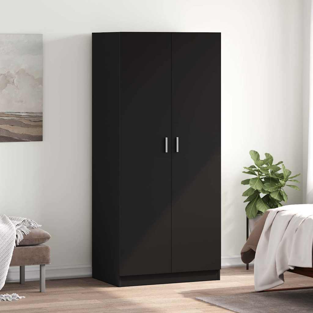 klædeskab 80x52x180 cm konstrueret træ sort