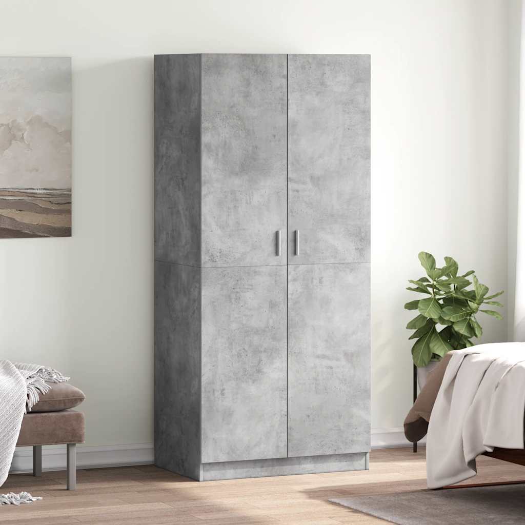klædeskab 80x52x180 cm konstrueret træ betongrå