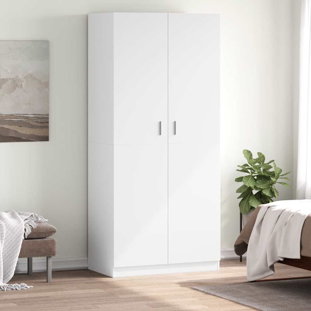 klædeskab 90x52x200 cm konstrueret træ hvid