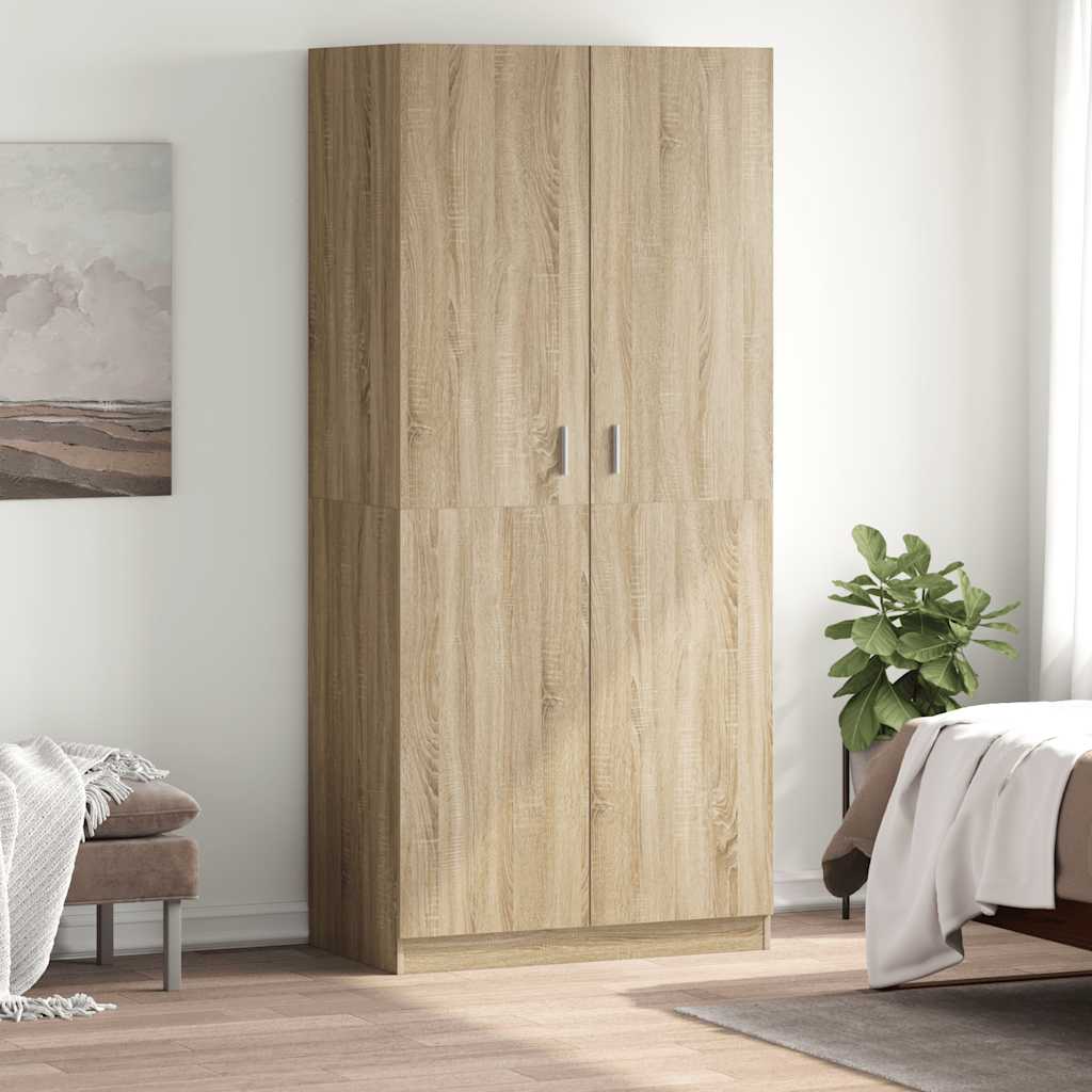 klædeskab 90x52x200 cm konstrueret træ sonoma-eg