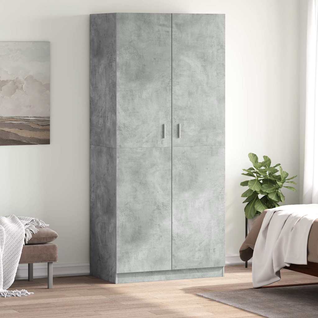 klædeskab 90x52x200 cm konstrueret træ betongrå