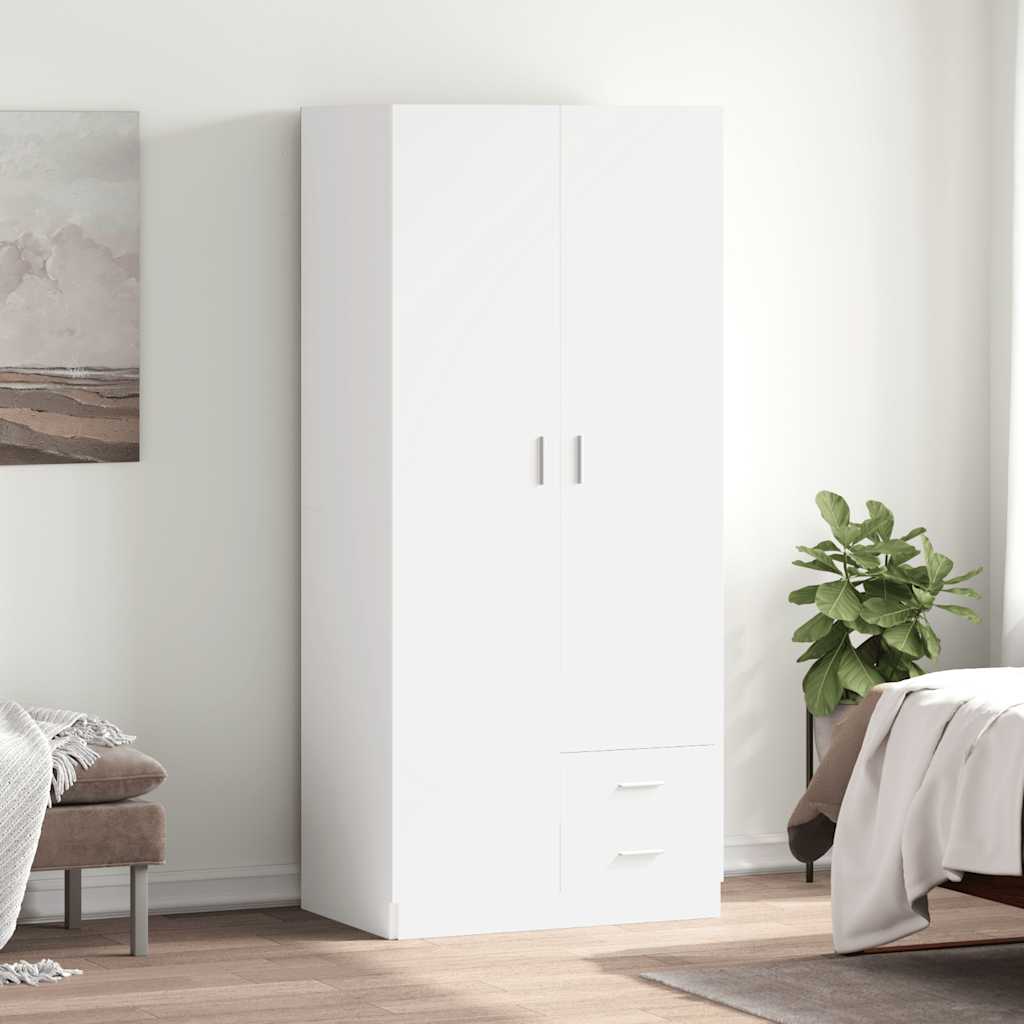 klædeskab 80x52x180 cm konstrueret træ hvid