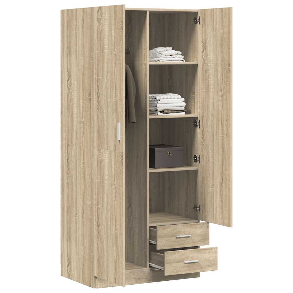 klædeskab 80 x 52 x 180 cm konstrueret træ sonoma-eg