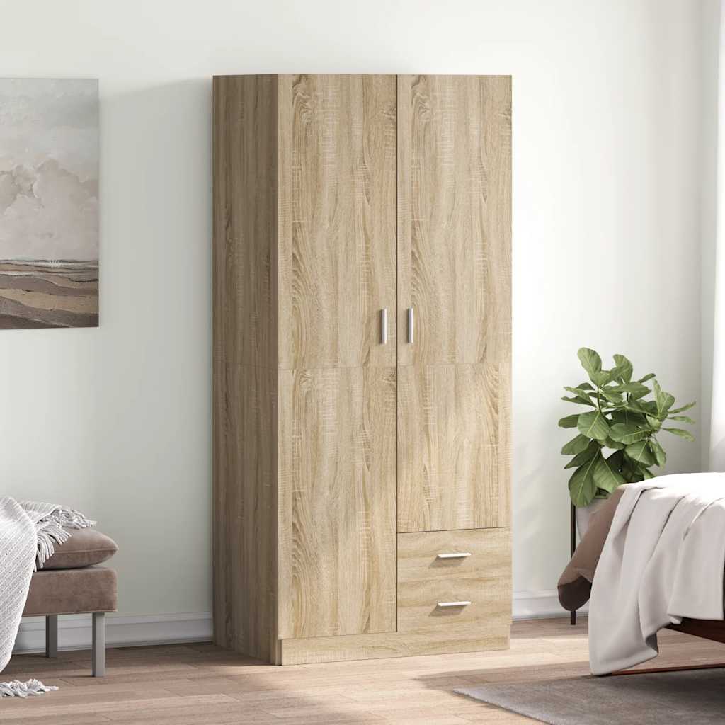 klædeskab 80 x 52 x 180 cm konstrueret træ sonoma-eg