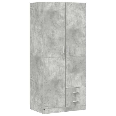 klædeskab 80x52x180 cm konstrueret træ betongrå