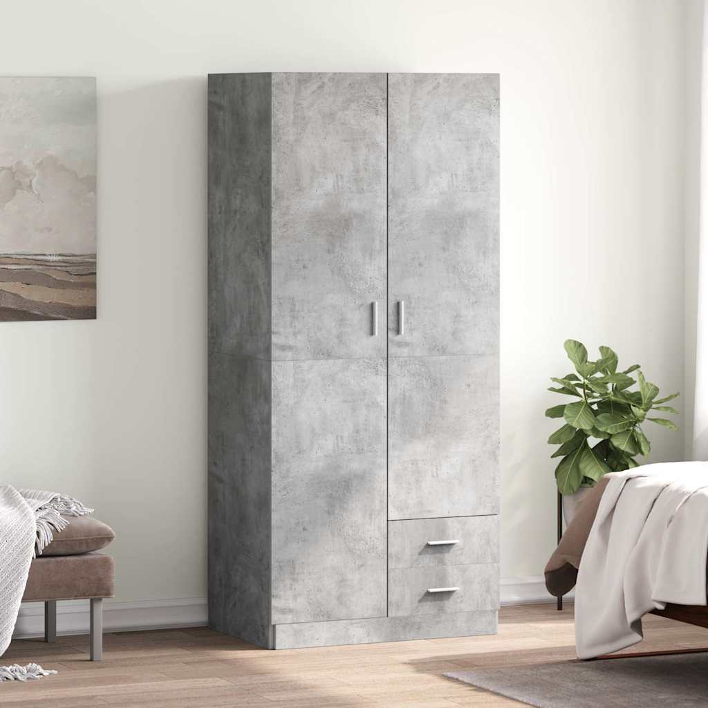 klædeskab 80x52x180 cm konstrueret træ betongrå