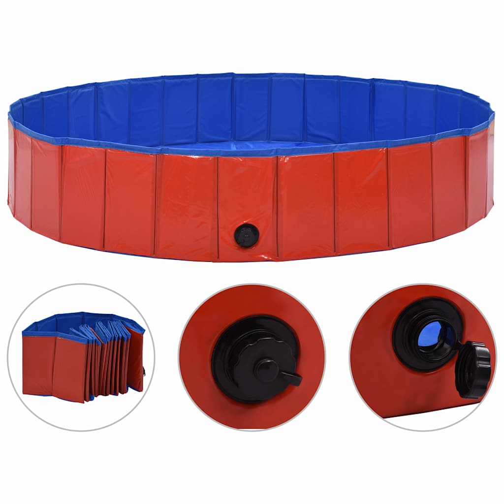 foldbart hundebassin 160 x 30 cm PVC rød