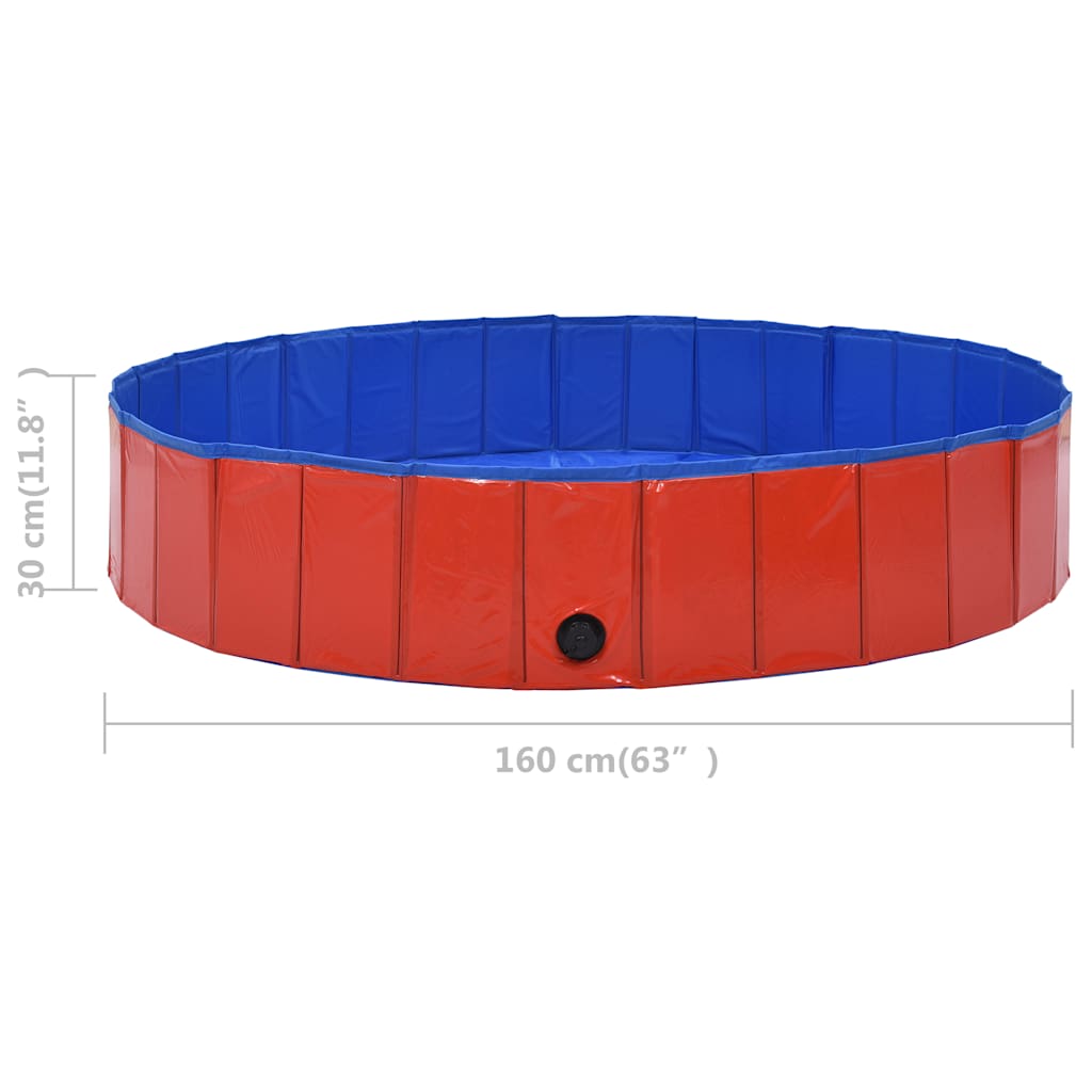 foldbart hundebassin 160 x 30 cm PVC rød
