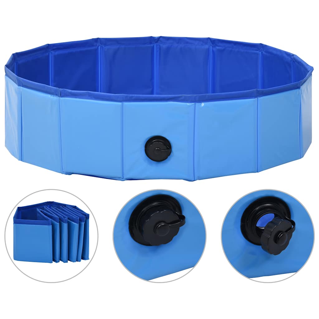 foldbart hundebassin 80 x 20 cm PVC blå