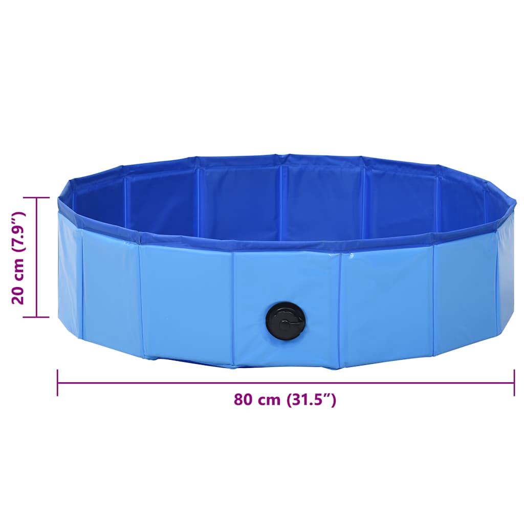 foldbart hundebassin 80 x 20 cm PVC blå