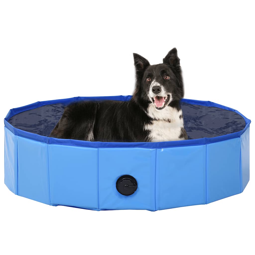 foldbart hundebassin 80 x 20 cm PVC blå