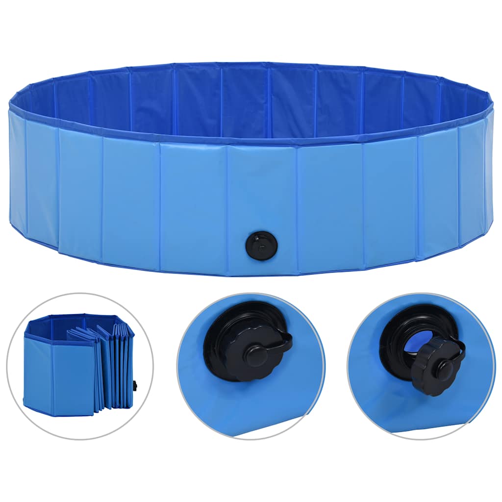foldbart hundebassin 120 x 30 cm PVC blå