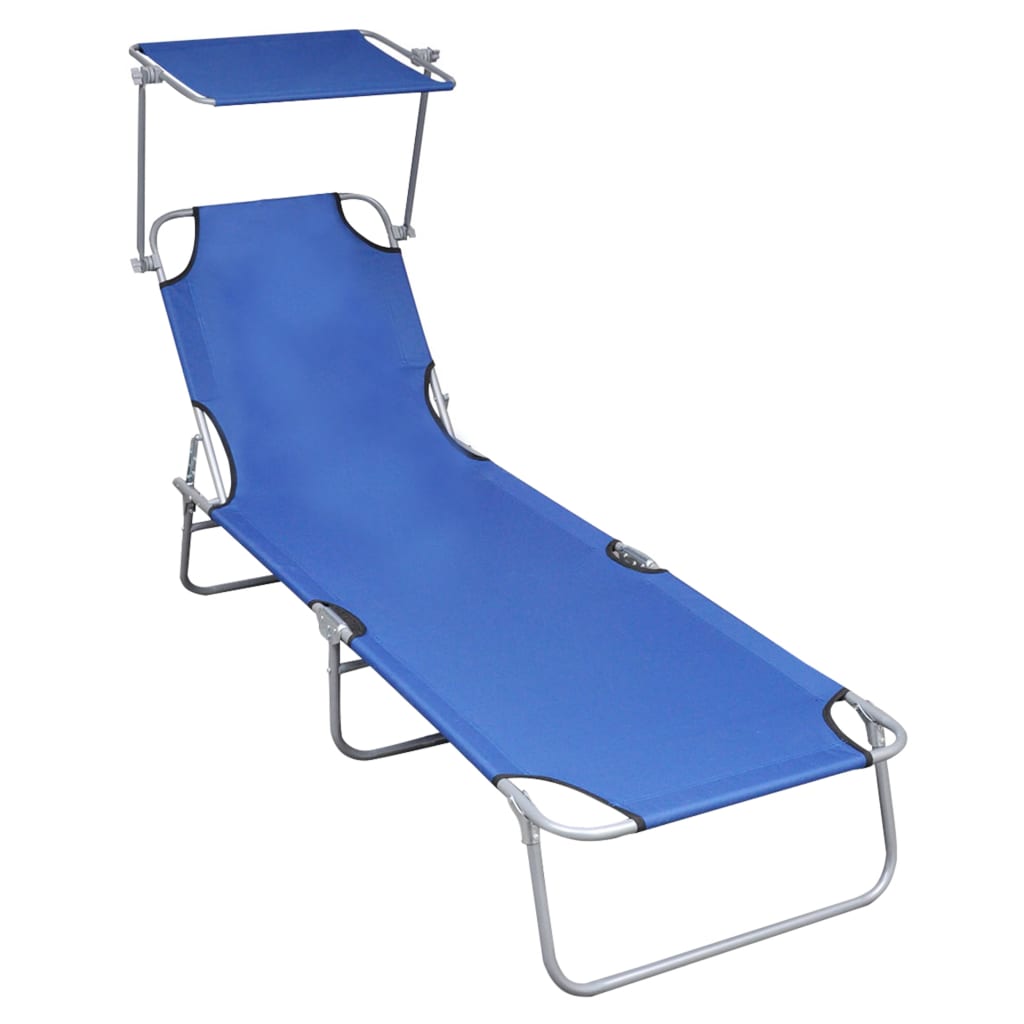 foldbar liggestol med baldakin aluminium blå