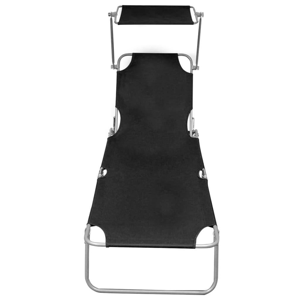 foldbar liggestol med baldakin aluminium sort
