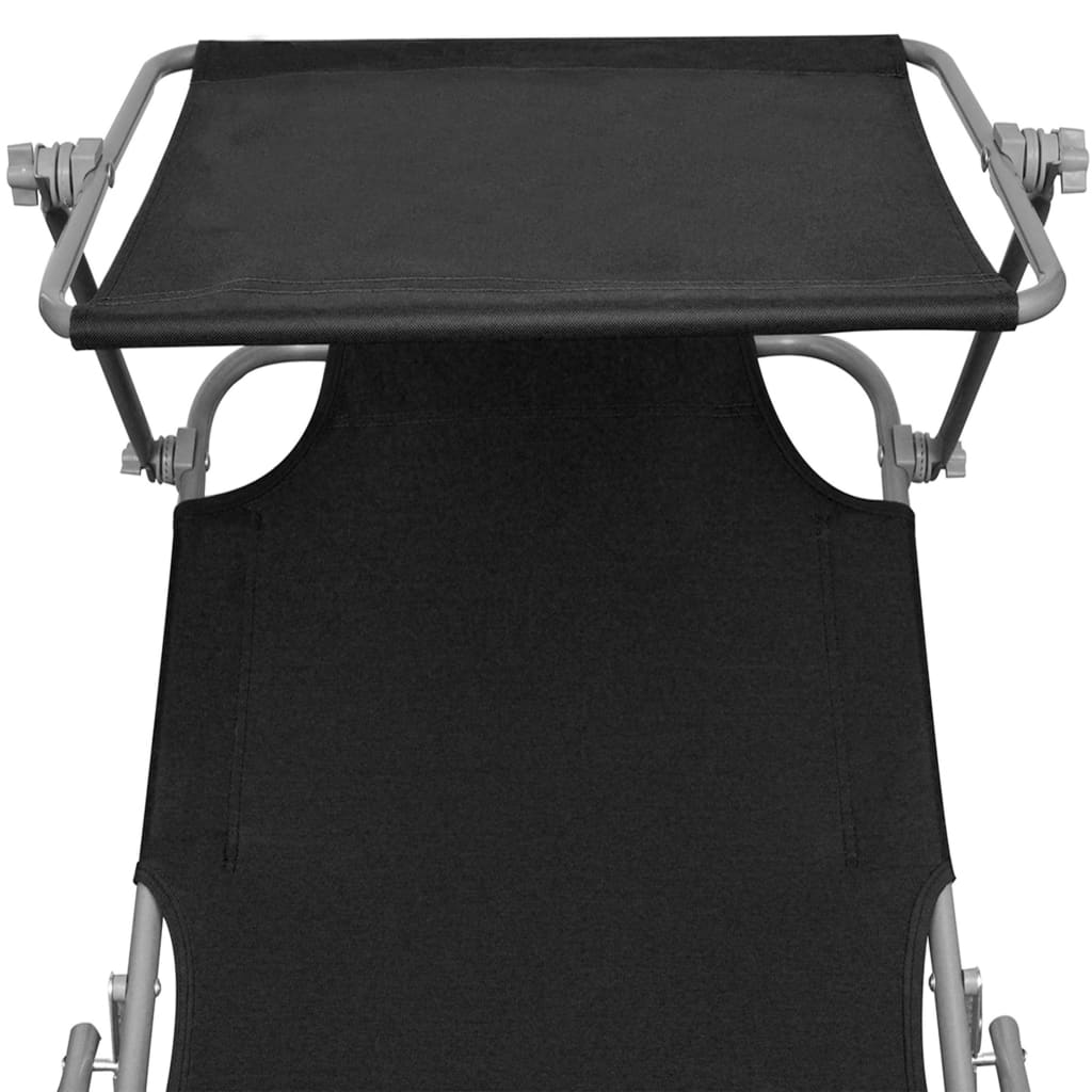 foldbar liggestol med baldakin aluminium sort