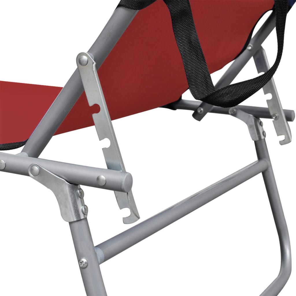 foldbar liggestol med baldakin aluminium rød