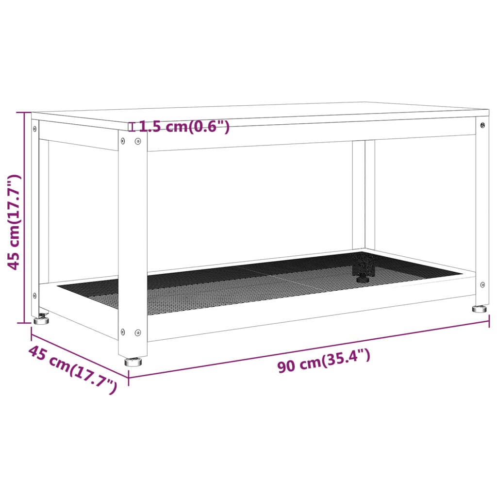sofabord 90x45x45 cm MDF og jern grå og sort