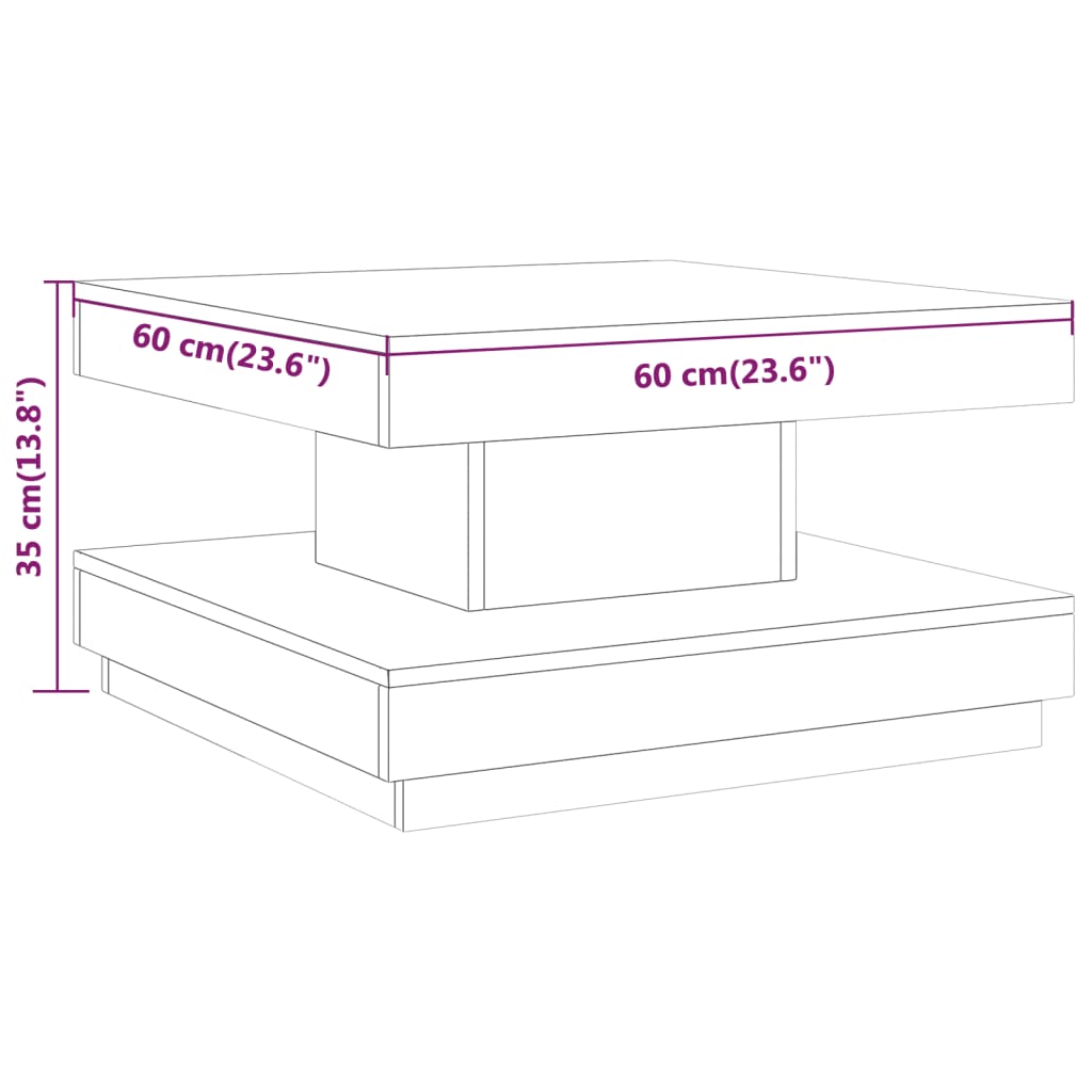 sofabord 60x60x35 cm MDF lysebrun
