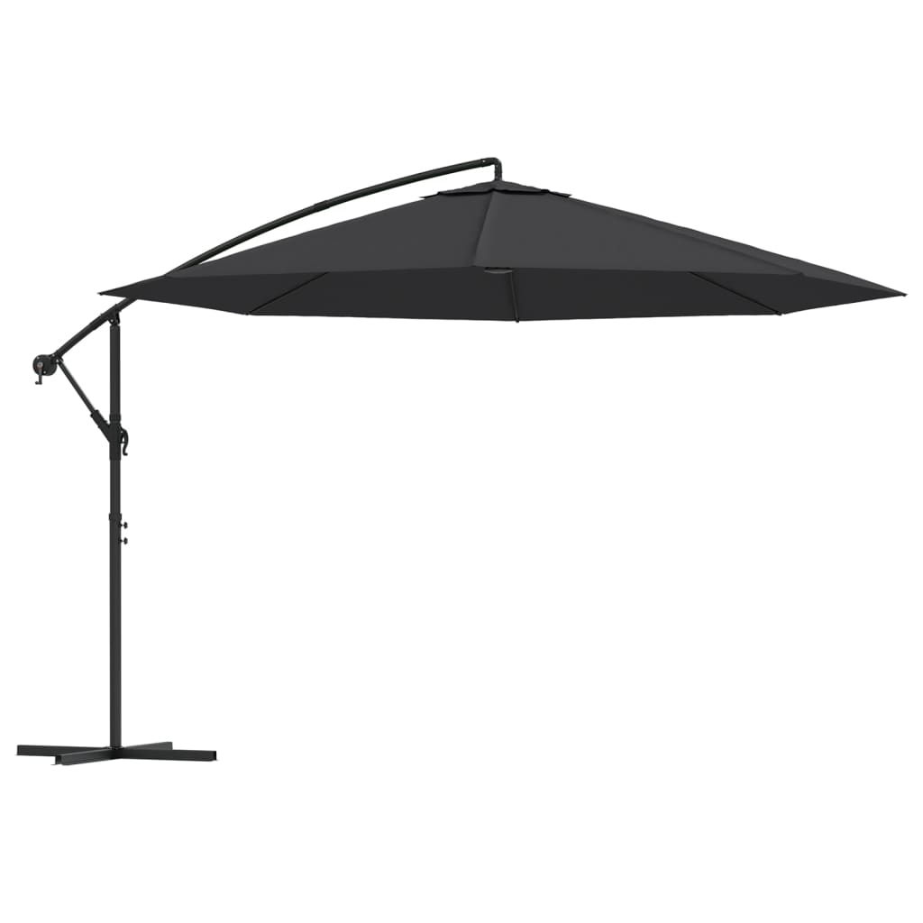 hængeparasol 350 cm aluminiumsstang sort