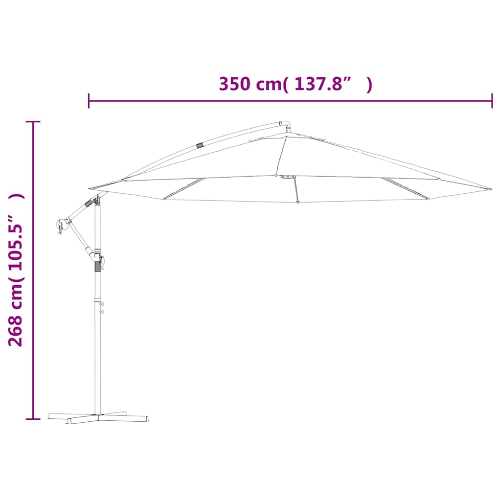 hængeparasol 350 cm aluminiumstang blå