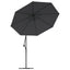 hængeparasol m. LED-lys og stålstang 300 cm sort