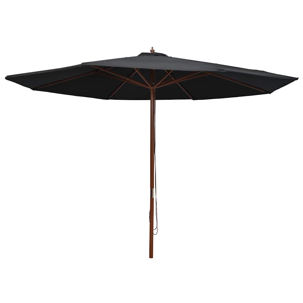 udendørs parasol med træstang 350 cm sort