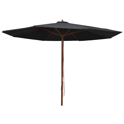 udendørs parasol med træstang 350 cm sort