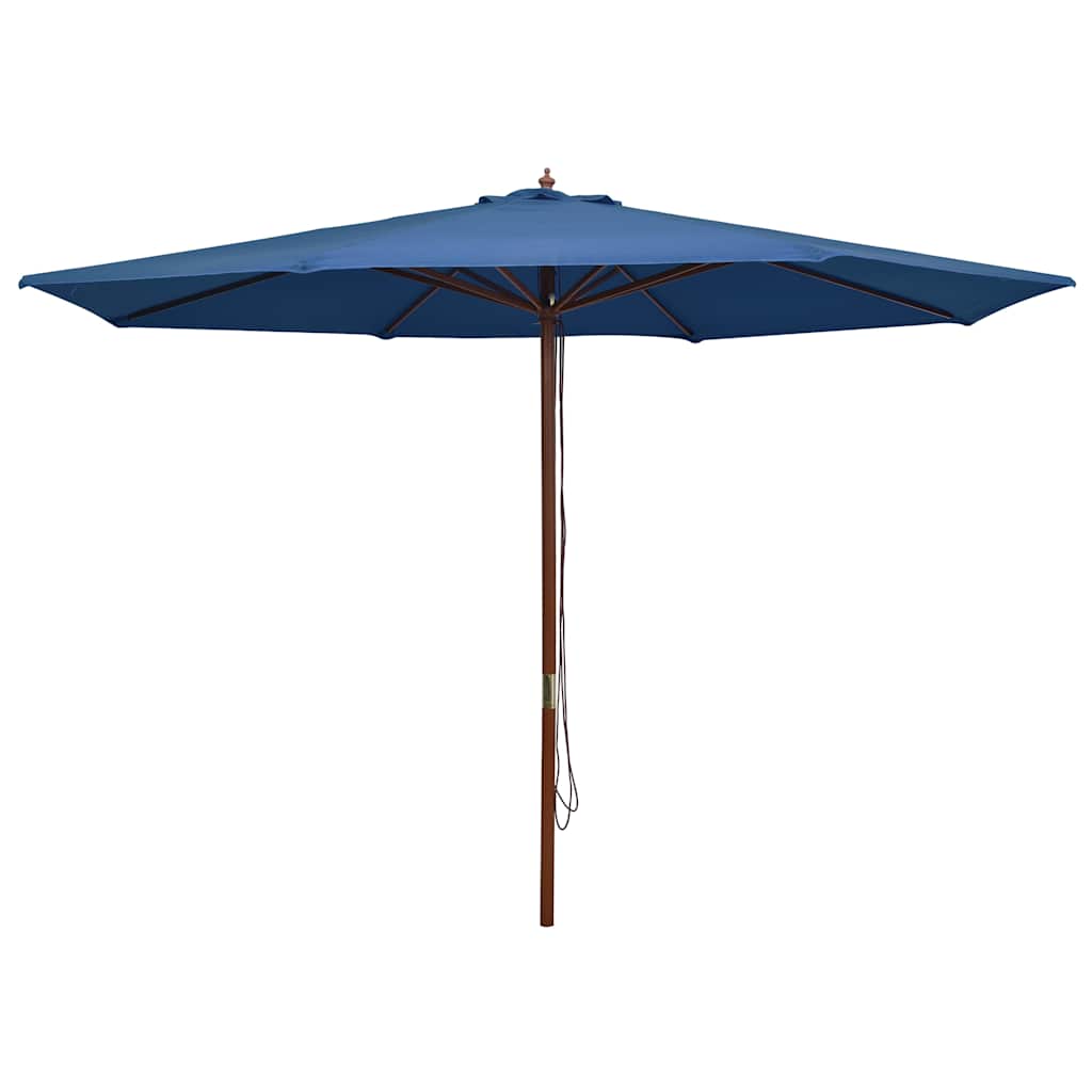 udendørs parasol med træstang 350 cm blå