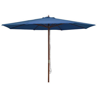 udendørs parasol med træstang 350 cm blå