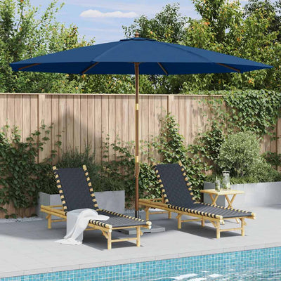 udendørs parasol med træstang 350 cm blå