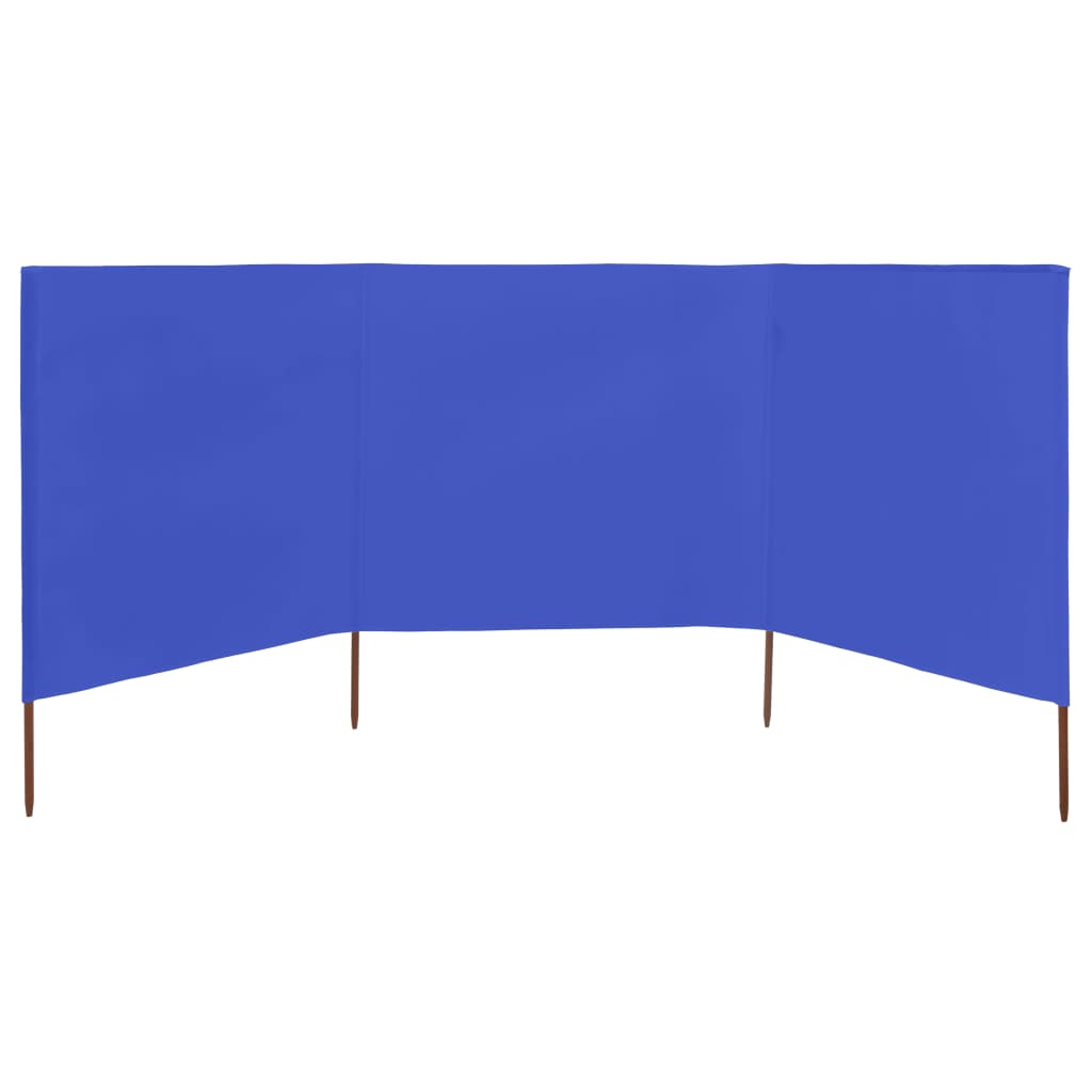 3-panels læsejl 400x80 cm stof azurblå