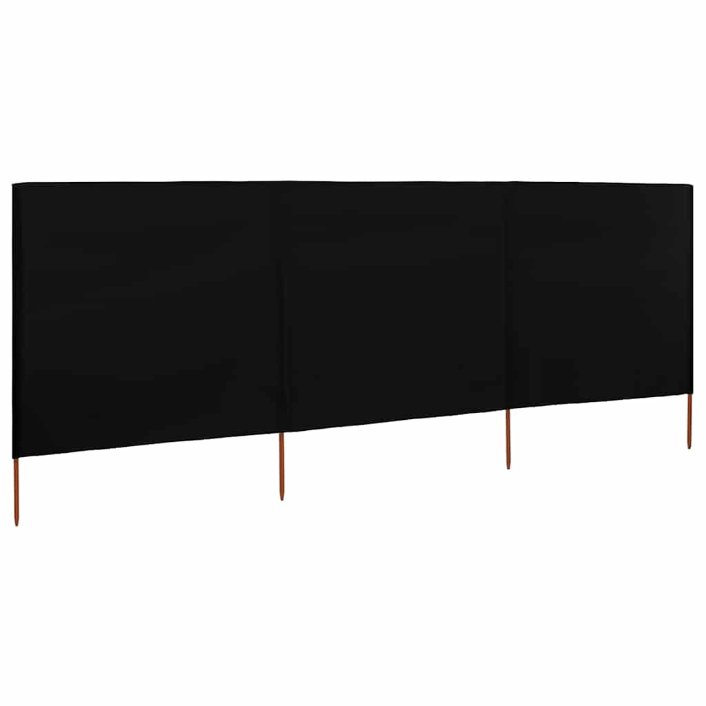 3-panels læsejl 400x120 cm stof sort