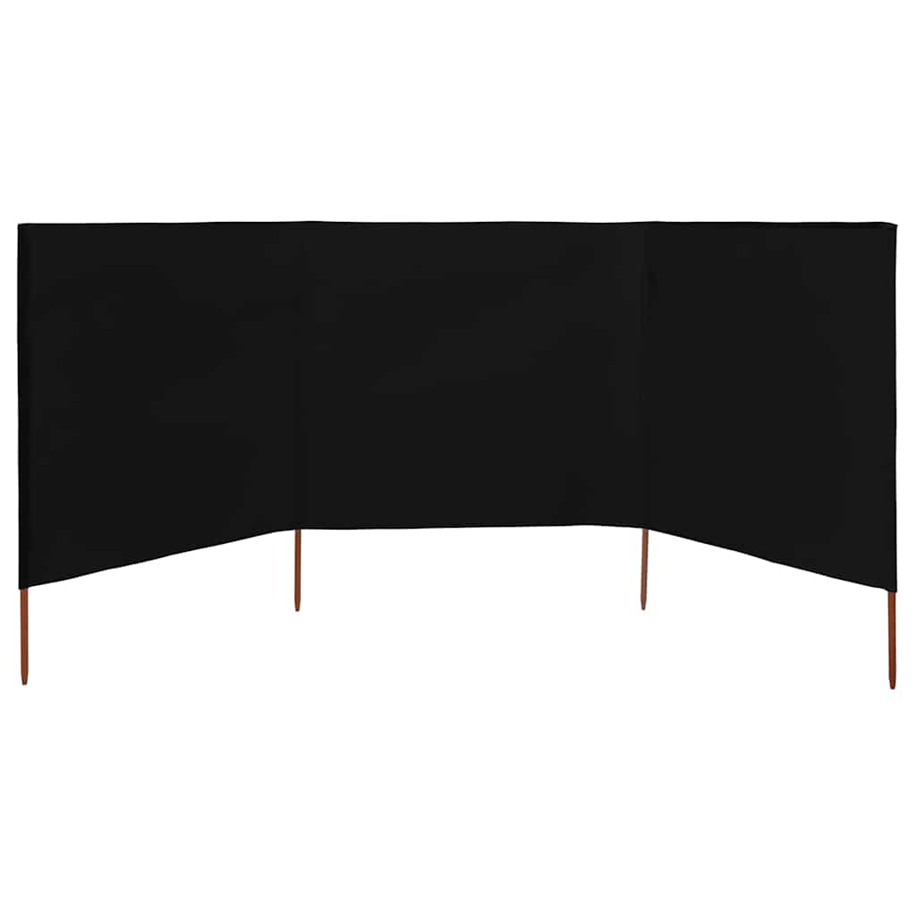 3-panels læsejl 400x120 cm stof sort