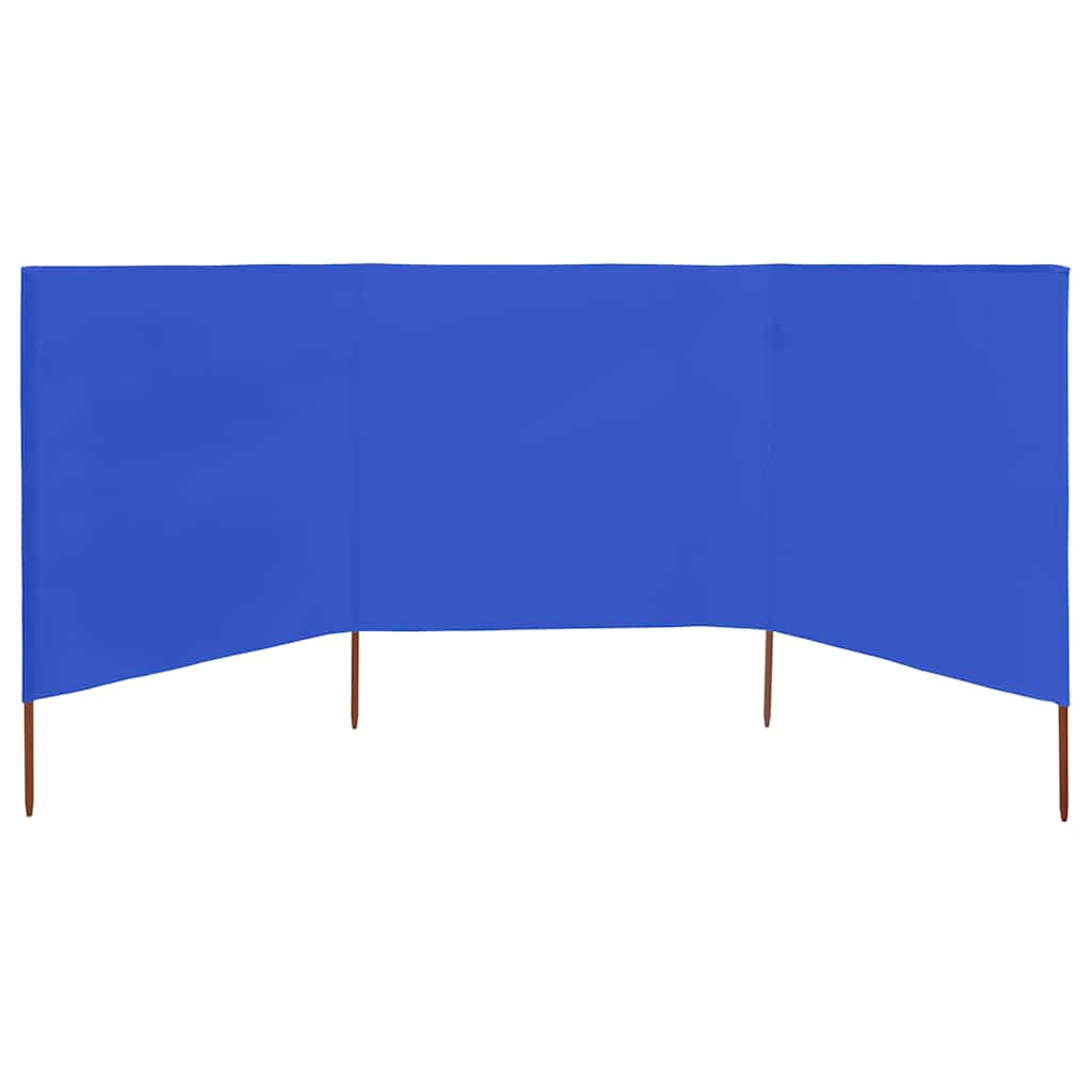3-panels læsejl 400x120 cm stof azurblå