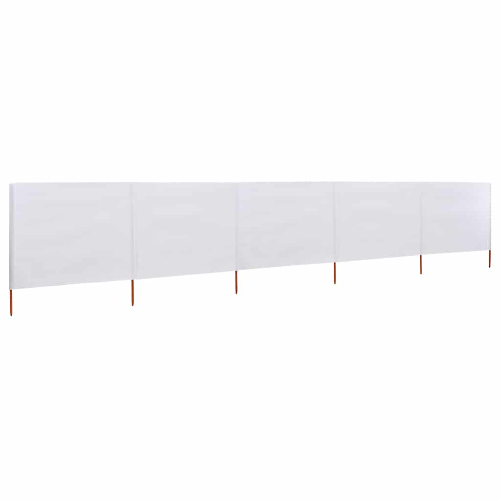 5-panels læsejl 600x80 cm stof sandhvid