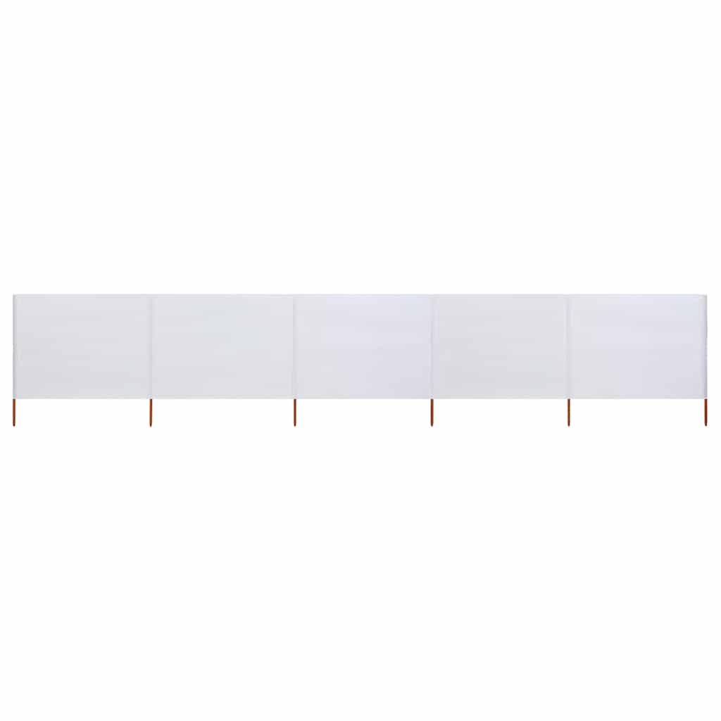 5-panels læsejl 600x120 cm stof sandhvid